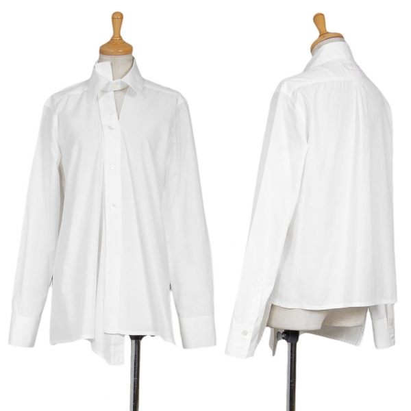 ワイズY's アシンメトリーカッティングデザインシャツ 白3