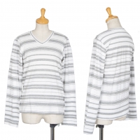 COMME des GARCONS Inside-out Striped Long T Shirt White,Grey S-M