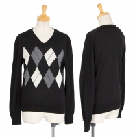  COMME des GARCONS Wool Argyle Knit Sweater (Jumper) Black S-M
