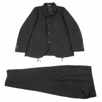  COMME des GARCONS HOMME Dyed Striped Dobby Jacket & Pan Charcoal L