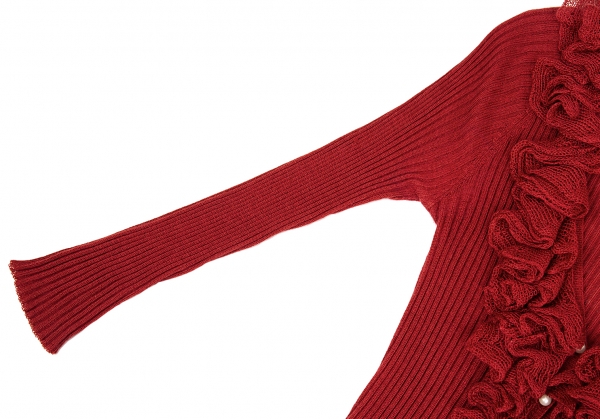 Louis Vuitton Silk Rib Knit Cardigan Red M