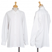 ISSEY MIYAKE Front Tuck Cotton Long Sleeve Shirt White L