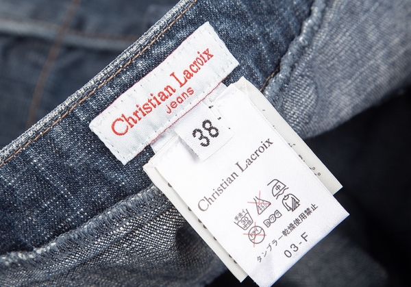 He Revocation Daddy CHRISTIAN LACROIX jeans Sequins Stitch Denim Skirt Indigo 38 | PLAYFUL