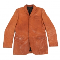  Jean-Paul GAULTIER HOMME Crack Leather Jacket Brown 48