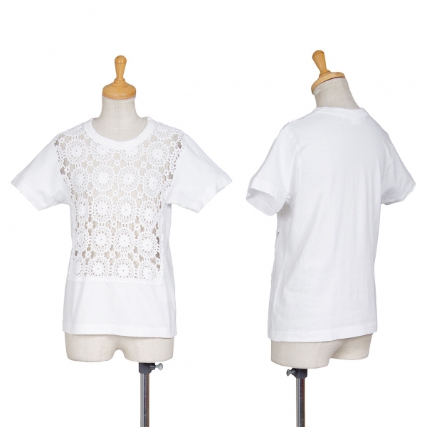 コムコム コムデギャルソンCOMME des GARCONS フロントレース切替デザインTシャツ 白XS