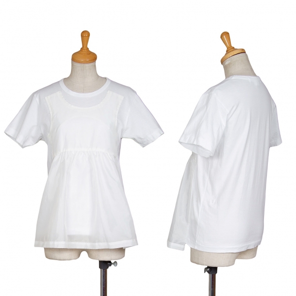 コムコム コムデギャルソンCOMME des GARCONS フロントドレス貼り付けTシャツ 白XS