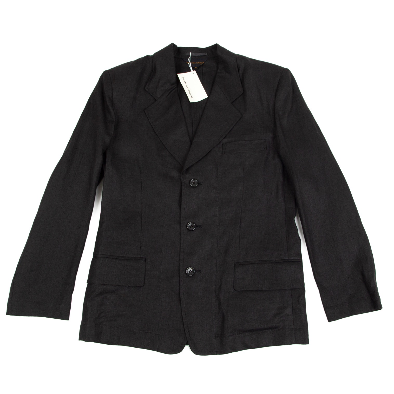 COMME des GARCONS Linen Tailored Jacket Black M | PLAYFUL