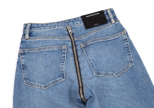 Back Zip Design Washed Jeans Indigo 26 | PLAYFUL