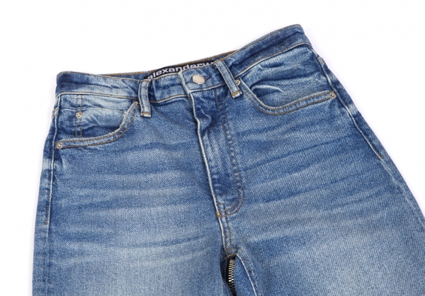WANG Back Zip Design Washed Jeans Indigo 26 PLAYFUL
