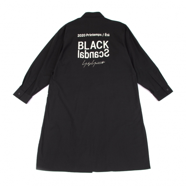 BLACK Scandal Yohji Yamamoto Logo Printed Staff Coat Black 3 | PLAYFUL