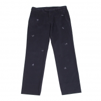  Papas Dogs Embroidery Cotton Pants (Trousers) Navy L