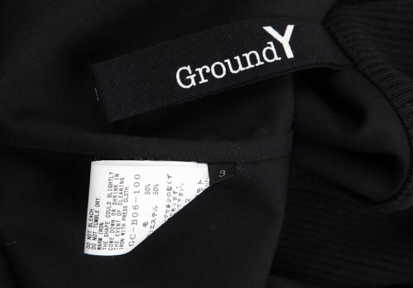 グラウンド ワイGround Y ウールポリギャバジップアップロングシャツ 黒3