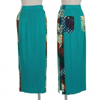  PLEATS PLEASE Side Graphic Print Switched Pleats Skirt Green 2
