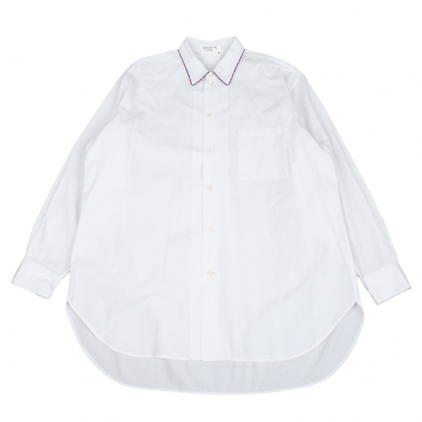 ヨウジヤマモト プールオムYohji Yamamoto POUR HOMME 襟チェックパイピングシャツ 白M