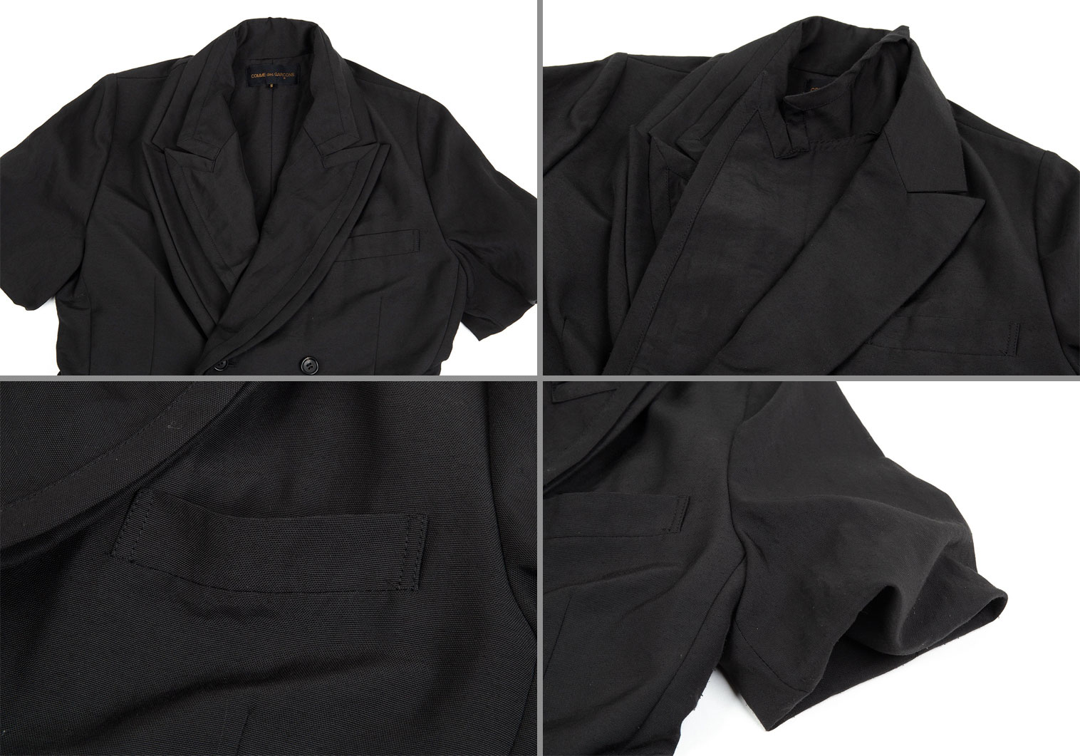 コムデギャルソンCOMME des GARCONS ポリ二重デザイン半袖ジャケット