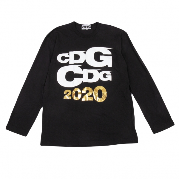 コムデギャルソンCDG 2020ホリデーコレクションロゴプリント長袖Tシャツ 黒XXL
