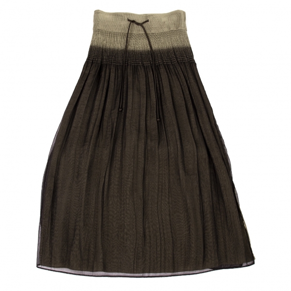 ISSEY MIYAKE FETE Layered Pleats Skirt Khaki-green 3 | PLAYFUL