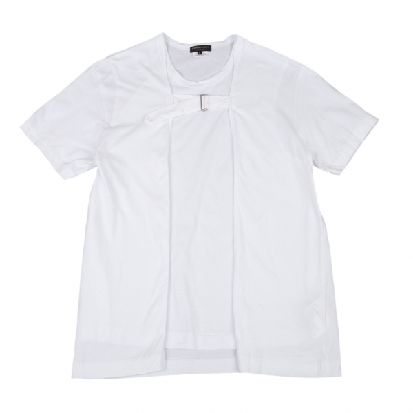 コムデギャルソン オムプリュスCOMME des GARCONS HOMME PLUS フロントベルトレイヤードデザインTシャツ 白L