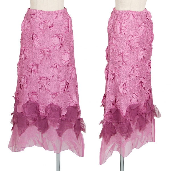 YOSHIKI HISHINUMA Checker Wrinkle Pleats Skirt Pink 2 | PLAYFUL