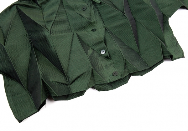 ISSEY MIYAKE FETE Pleats Shiny Jacket & Skirt Green 2 | PLAYFUL
