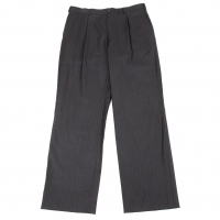  Papas GUABELLO SUPER130'S Striped Wool Pants (Trousers) Charcoal 48M