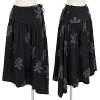  Y's Floral Woven Asymmetrical Gather Skirt Black 2