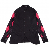  Y-3 Sleeve Argyle Knit Rib Collar Jacket Black M