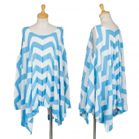  Unbranded Stripe Pleats Sleeveless Tunic (Jumper) Sky blue S-M