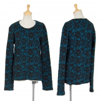  Y's Wool Floral Jacquard T Shirt Blue,Black 3