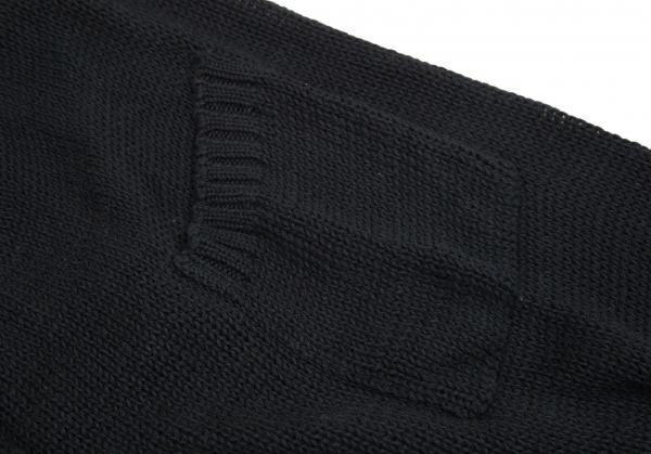 Yohji Yamamoto POUR HOMME Cotton Pocket Knit Sweater Black 3 | PLAYFUL