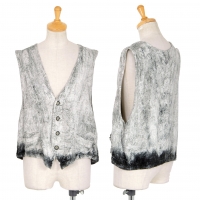  ISSEY MIYAKE Velour Printed Vest (Waistcoat) Grey M