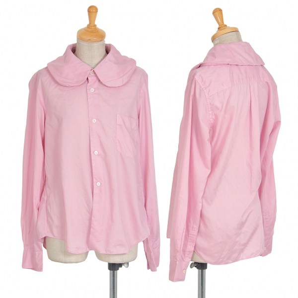 コムコム コムデギャルソンCOMME des GARCONS ポリラウンドカラーシャツ 薄ピンクS