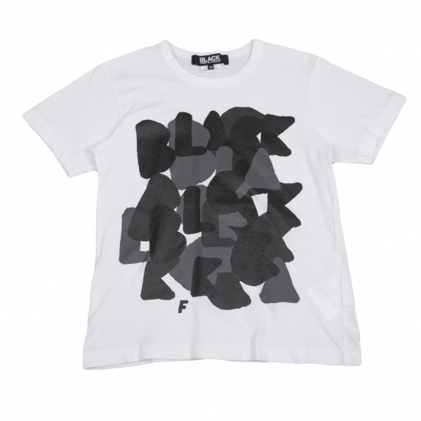 ブラックコムデギャルソンBLACK COMME des GARCONS タイポグラフィプリントTシャツ 白XS