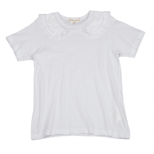 コムデギャルソンCOMME des GARCONS ラッフルラウンドカラー貼り付けTシャツ 白S