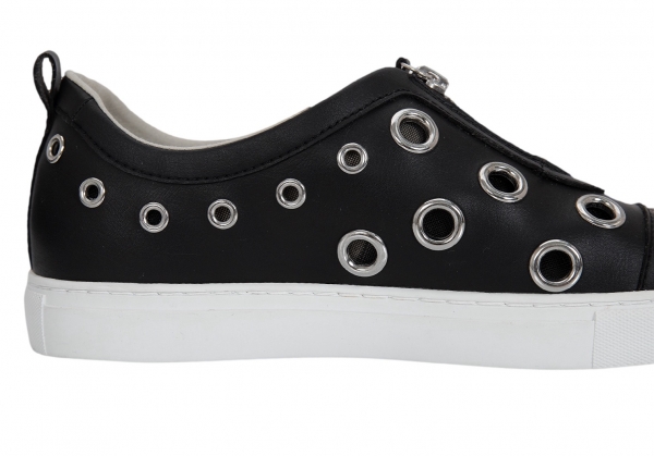 JEANS Leather Eyelet Sneakers (Trainers) Black About 7 |