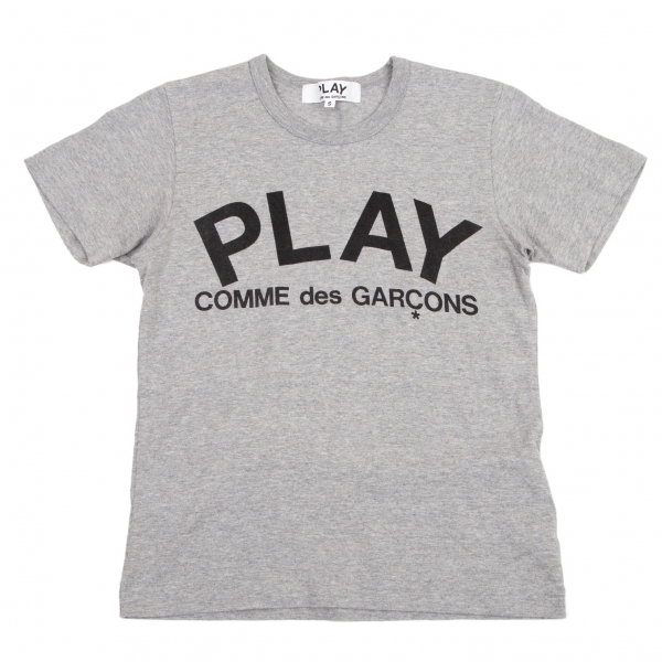 プレイ コムデギャルソンPLAY COMME des GARCONS ロゴプリントTシャツ 杢グレーS